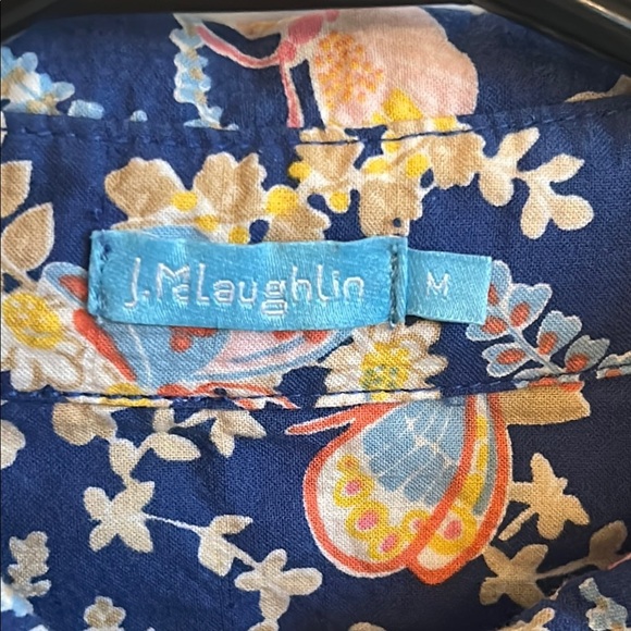 J. McLaughlin Blue & Pink Butterfly Floral Blouse, size M - Picture 4 of 7